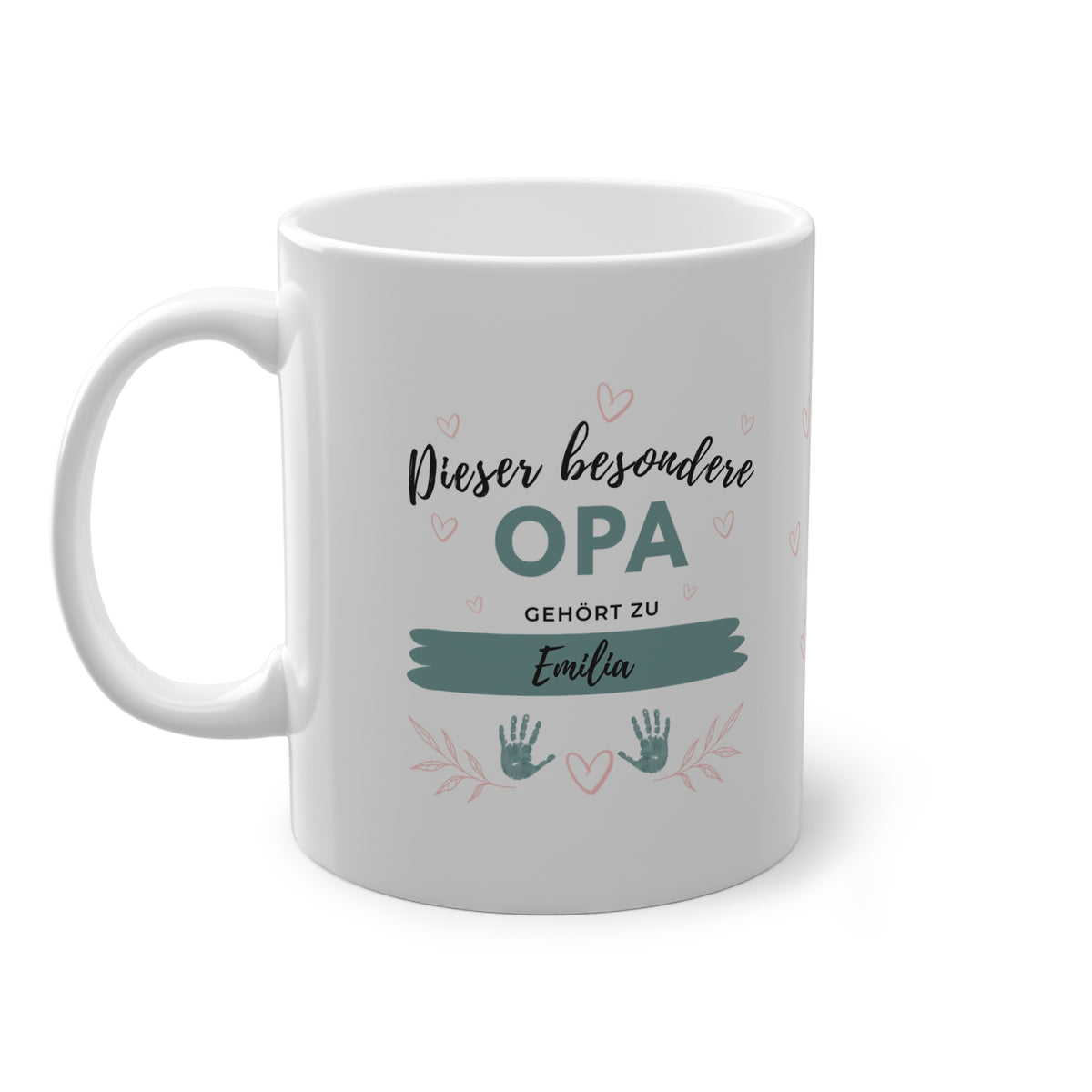 Opa Tasse mit Enkel-Namen, Herzen 🧡 und Handabdrücken