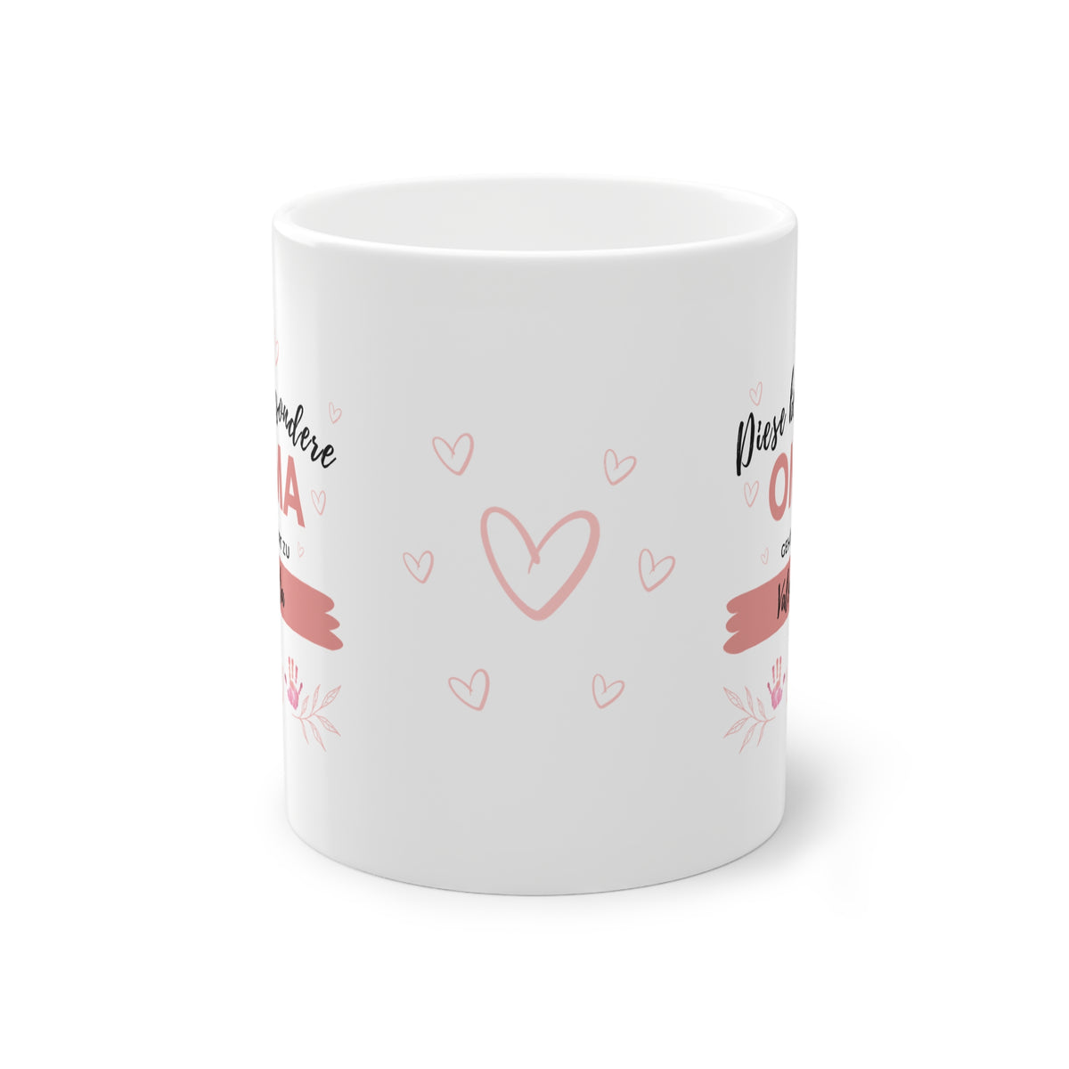 Oma Tasse mit Enkel-Namen, Herzen 🧡 und Handabdrücken