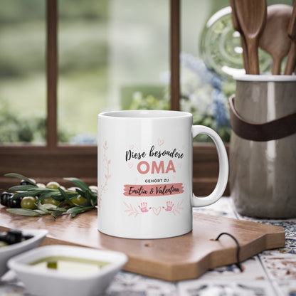 Oma Tasse mit Namen der Enkel personalisiert 🧡