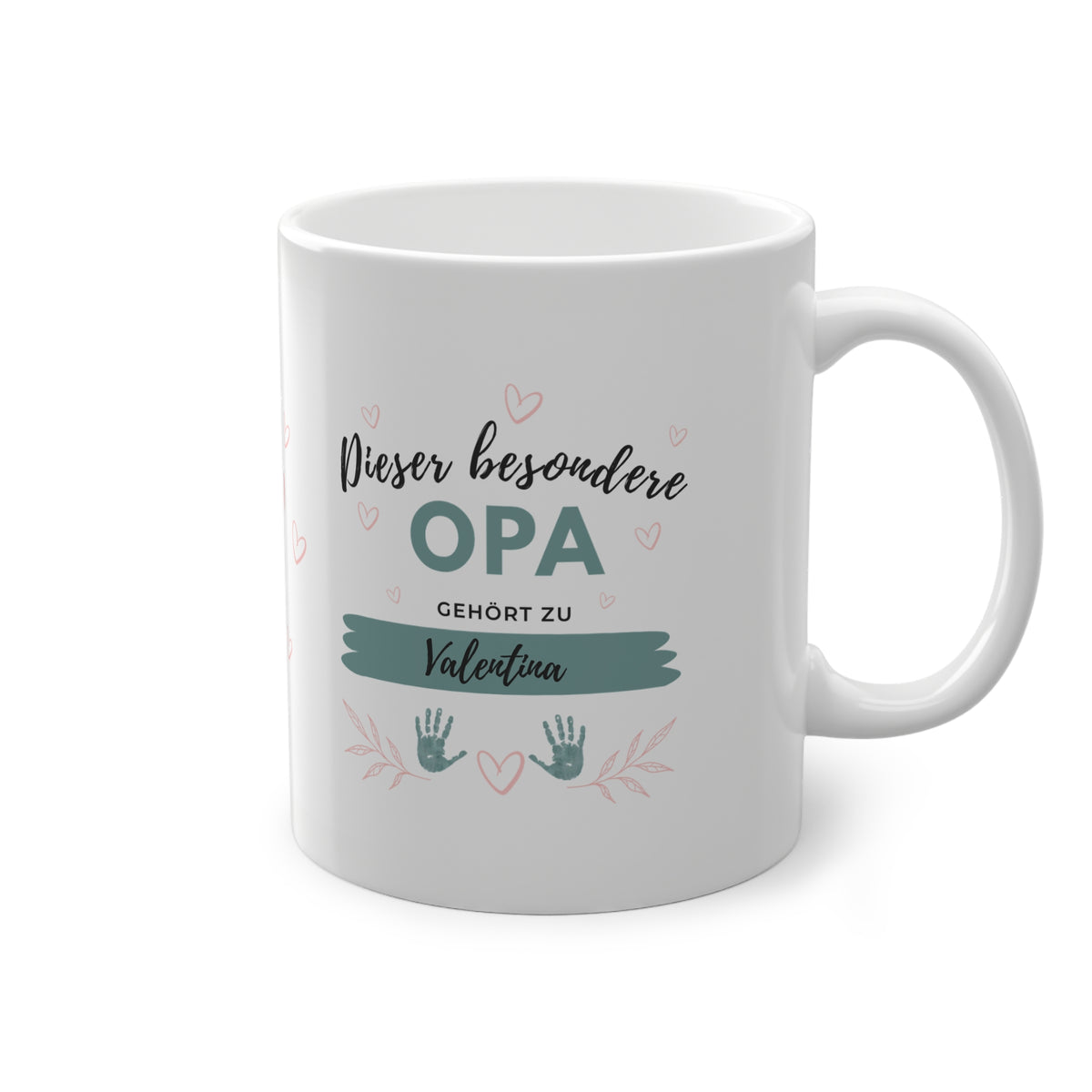 Opa Tasse mit Enkel-Namen, Herzen 🧡 und Handabdrücken