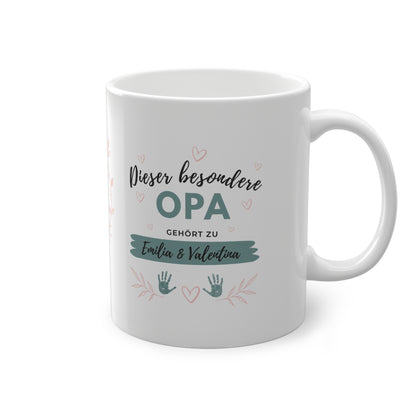 Opa Tasse mit Namen der Enkel personalisiert 🧡