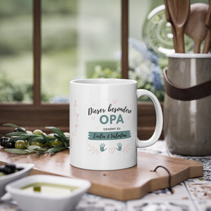 Opa Tasse mit Namen der Enkel personalisiert 🧡