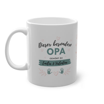 Opa Tasse mit Namen der Enkel personalisiert 🧡