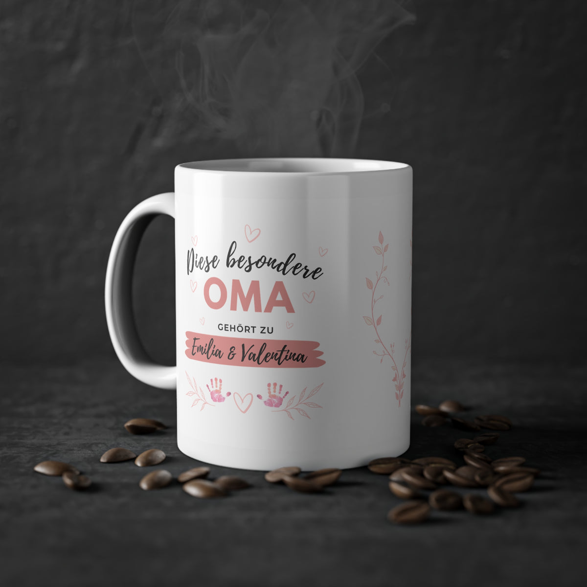 Oma Tasse mit Namen der Enkel personalisiert 🧡