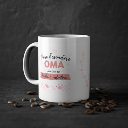 Oma Tasse mit Namen der Enkel personalisiert 🧡